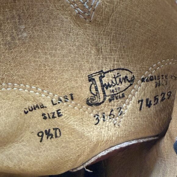 Justin Roper Boots Men 9.5D Classic Deerlite Roper Western Chestnut Marbled 3163 - Picture 13 of 15